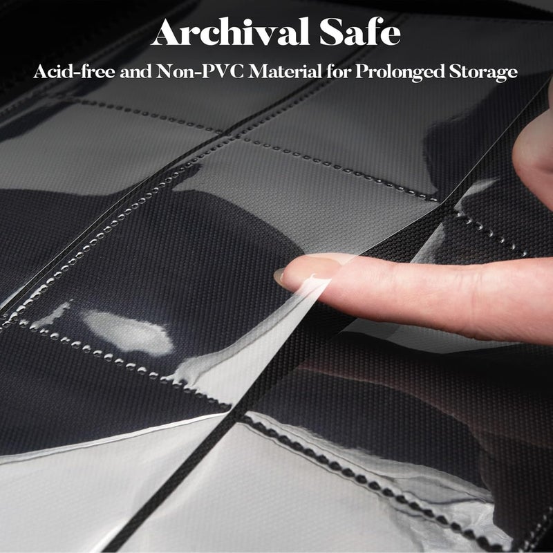 Fabmaker حافظة بطاقات متميزة بسحاب، حافظة بطاقات تجارية بـ 9 جيوب، ألبوم جمع بطاقات بغطاء PU بسحاب، حافظة بطاقات قوية بتحميل جانبي 360 للبطاقات الرياضية والألعاب، وردي - Image 4